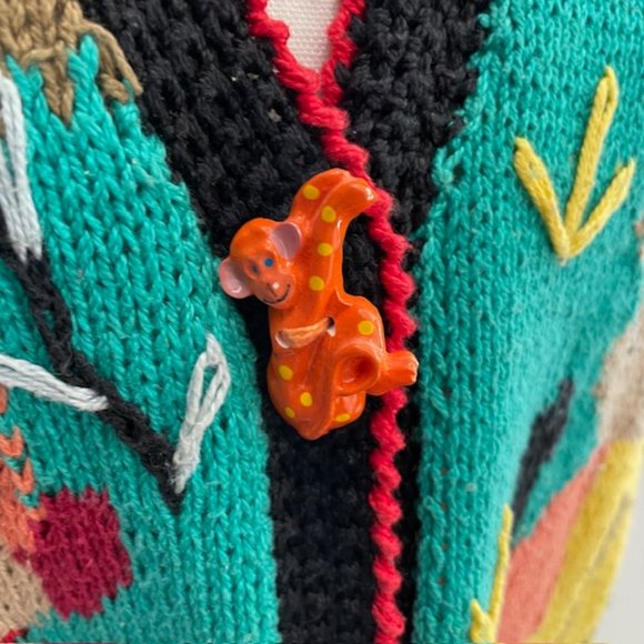 Vintage 90's Alfonso Pozo for Globetrotter "Jungle Animal" Cardigan Sweater - Picture 7 of 13